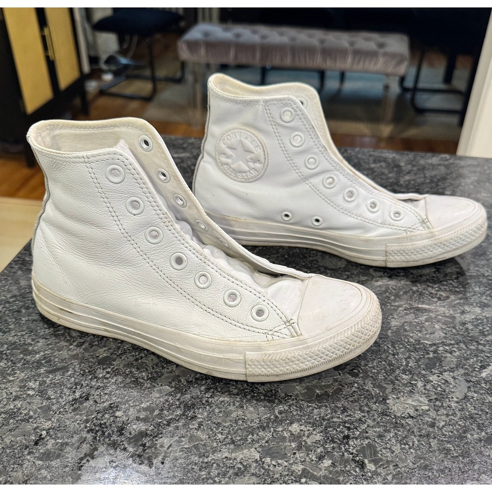 Converse Chuck Taylor All Star High Top White Leather Sneakers US M4.5/W6.5